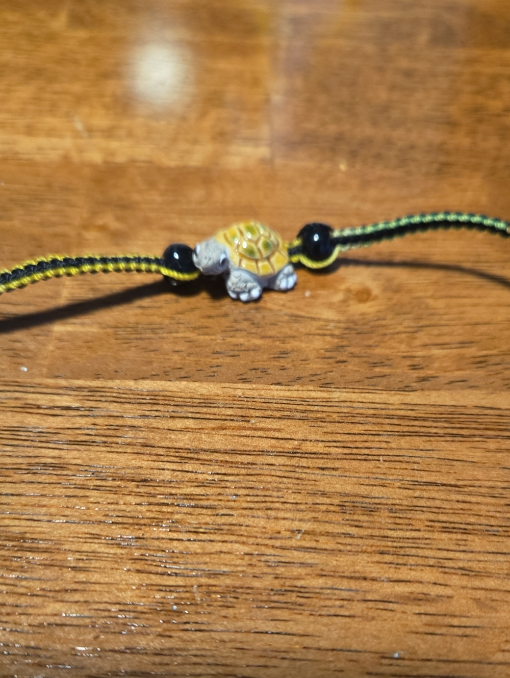 Handmade Turtle Charm Bracelet in Yellow and Black